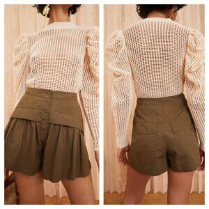 Ulla Johnson Marleigh Layered Washed Poplin Short High Rise 10 Beech Green